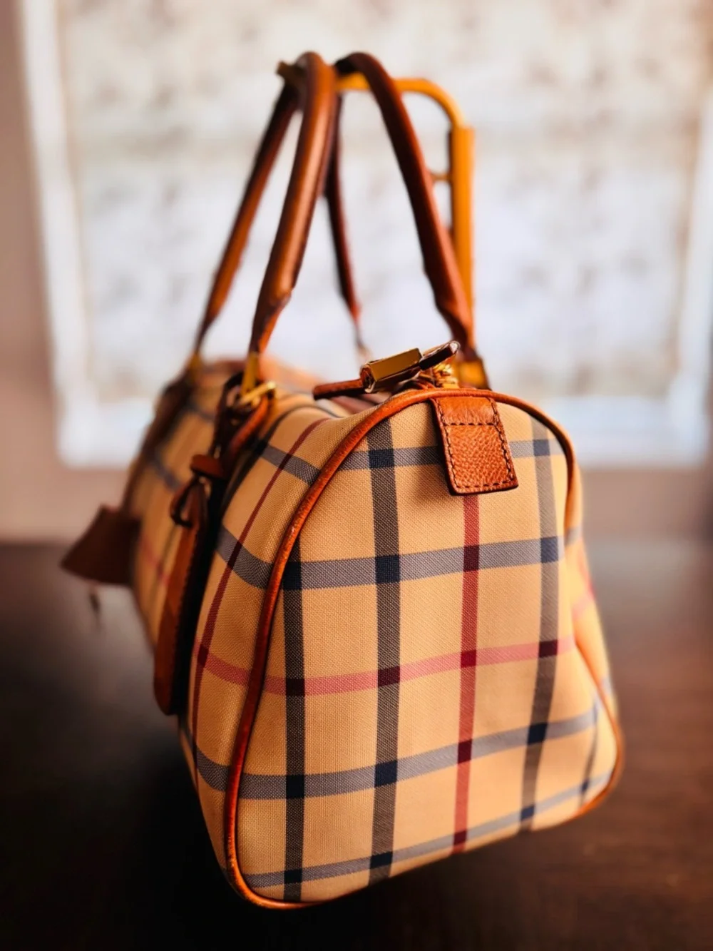 Vintage Brooks Brothers Plaid Boston Satchel Bag w/ Lock & Key